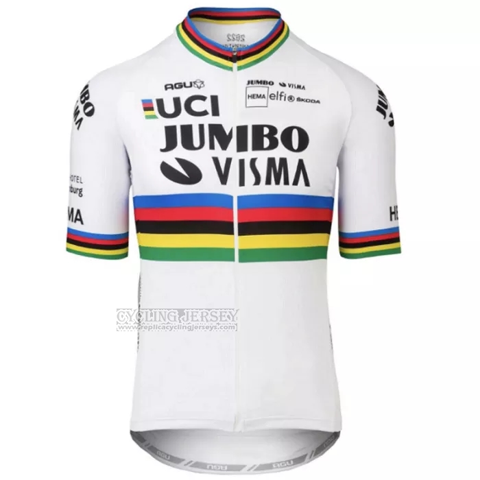 2022 Cycling Jersey Jumbo Visma White Short Sleeve and Bib Short